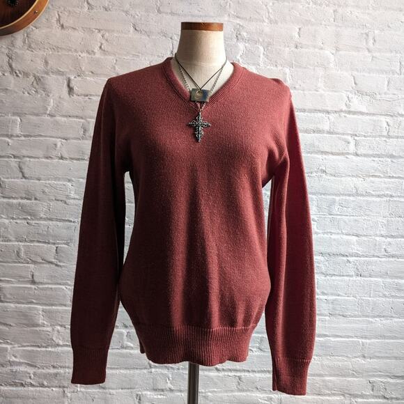 Vintage Minimalist Neutral Knit Grandpa Sweater Chunky Knit Earthy Boho Chic Top - Picture 2 of 8